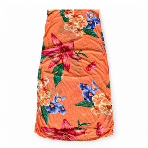 Floral Orange Sheer Mesh Skirt